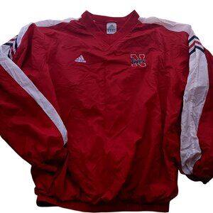 XXL Nebraska Huskers Pullover Jacket Adidas Red/White Mens 3XL Windbreaker